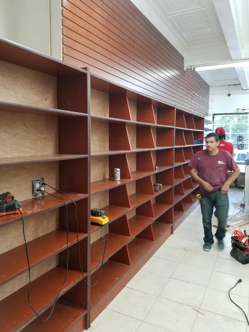 retail store wall display shelves